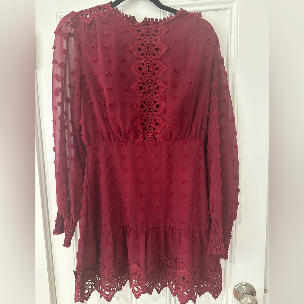 Lulu's Burgundy Lace Dress